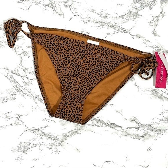 NWT Xhilaration Juniors Ribbed String Hipster Bikini Bottom Animal Print - Picture 3 of 8